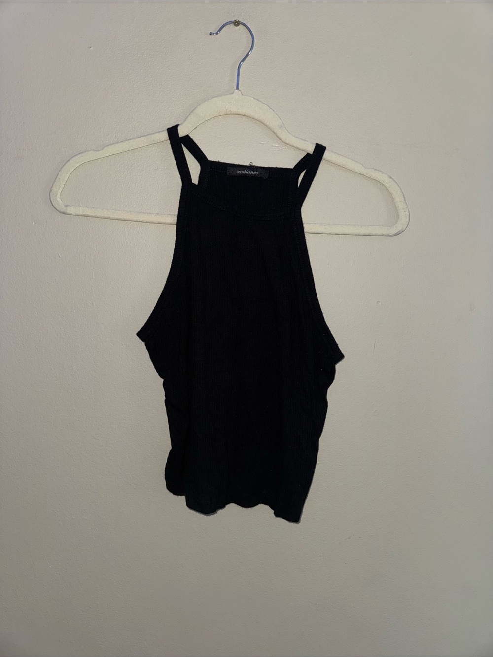 Ambiance, black ribbed tank top, size medium
